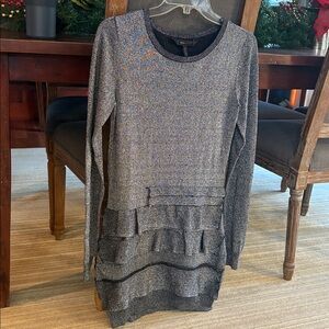 BCBGMaxAzria Silver/Grey/Black Long Sleeve Dress, Size XS, Stunning!